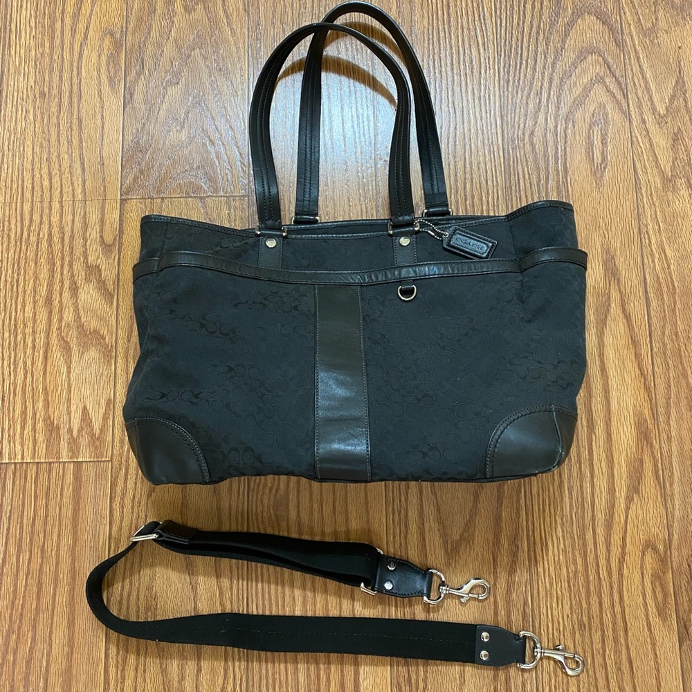 Coach tote diaper bag black